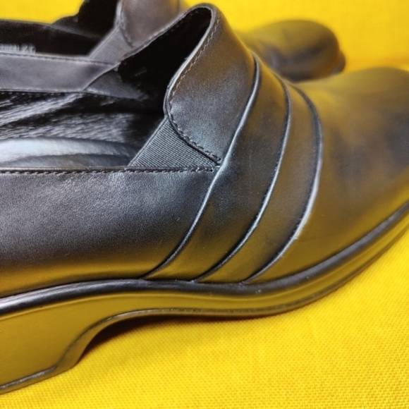 Dansko Aubrey Black Leather Pleated Slip On Heel Clogs Women's Shoes Size 9.5-10 - Picture 7 of 10